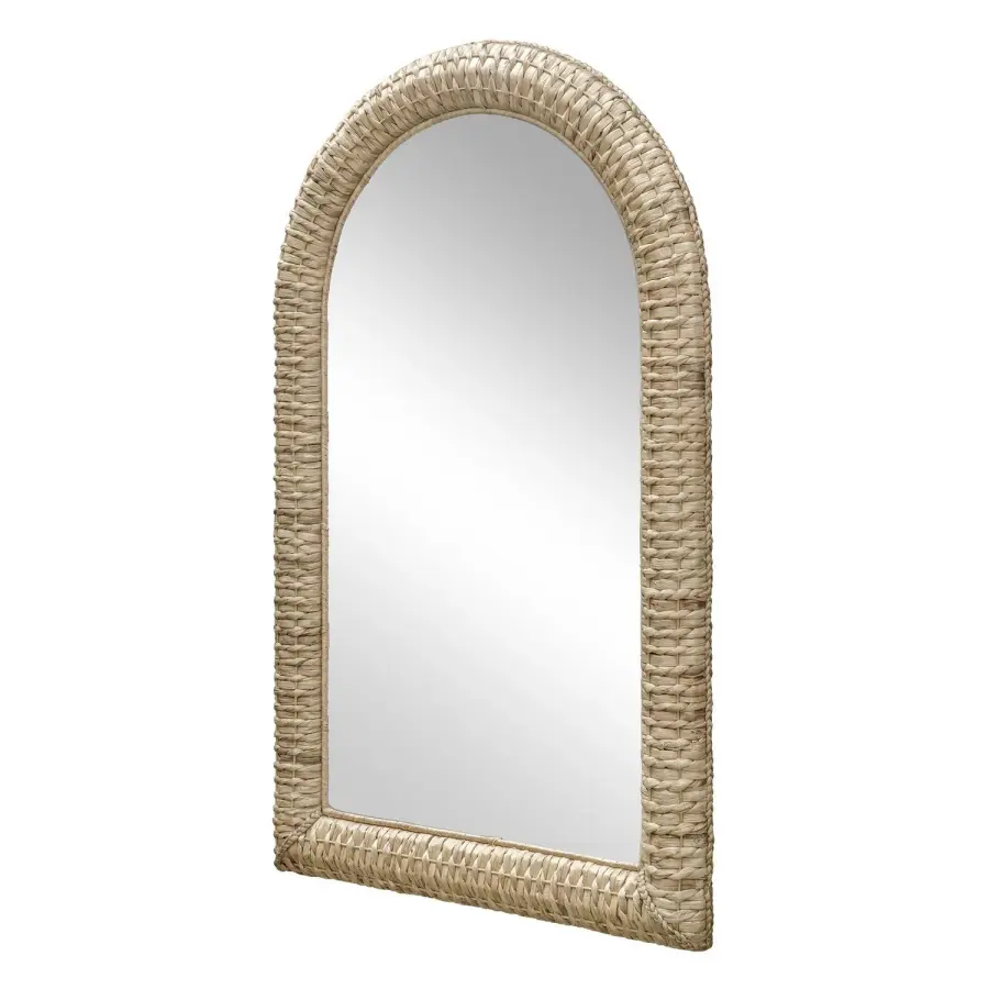 Twisted Natural Seagrass Arched Wall Mirror