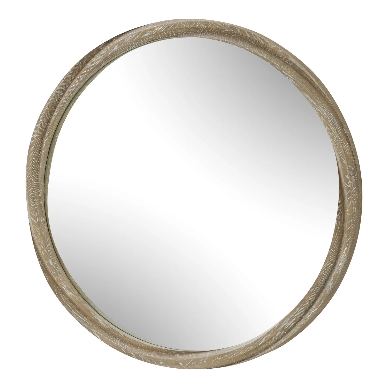 Landry Round Mirror in Natural Cerused Wood