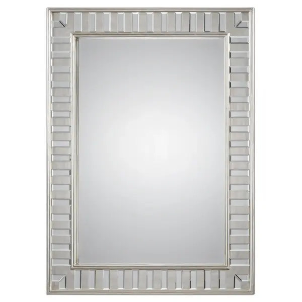 Sleek And Elegant Finishing Touch For Any Room. The Solid Pine Frame Features A Lightly Antiqued Silver Leaf Finish Decorated With Small Beveled Mirrors. Hangs Horizontally And Vertically. Collection: Lanester Designer: Jim Parsons Finish: Antiqued Silver Leaf Width: 36.00" Height: 48.00" Length: 1.50" Weight: 34.70 lb Extension from Wall: 1.50" Material: Wood/Mdf/Mirror Country of Origin: Malaysia Safety Rating: Indoor Only