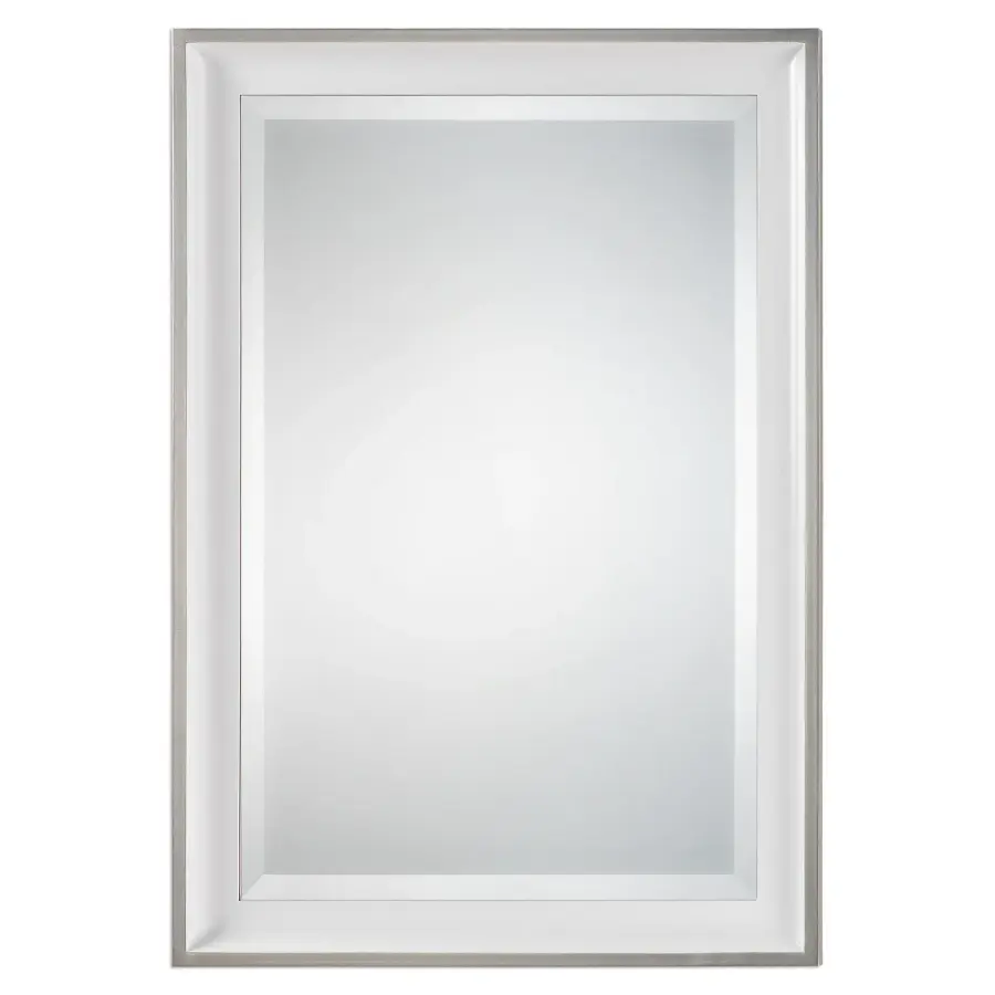 Lahvahn Gloss White & Silver Leaf Wall Mirror