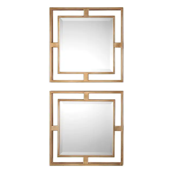 Forged Iron Featuring 3-dimensional Depth, Hand Finished In A Lightly Antiqued Gold Leaf. Mirrors Are Beveled. Collection: Allick Designer: Grace Feyock Finish: Antiqued Gold Leaf Width: 18.00" Height: 18.00" Length: 2.50" Weight: 15.00 lb Extension from Wall: 2.50" Material: Metal, Mirror, Mdf Country of Origin: China Safety Rating: Indoor Only