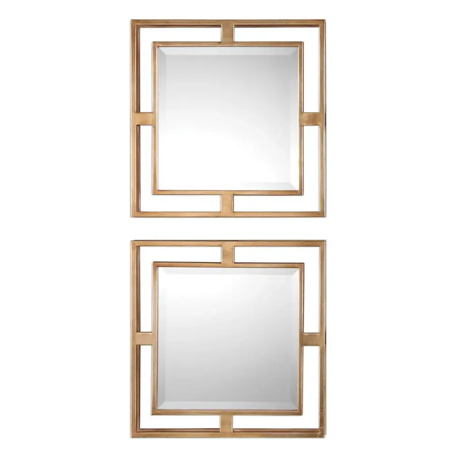 Allick Round Mirror, Set of 2 - Antiqued Gold Leaf