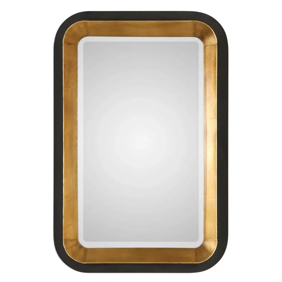 Niva Mirror in Antiqued Metallic Gold Leaf