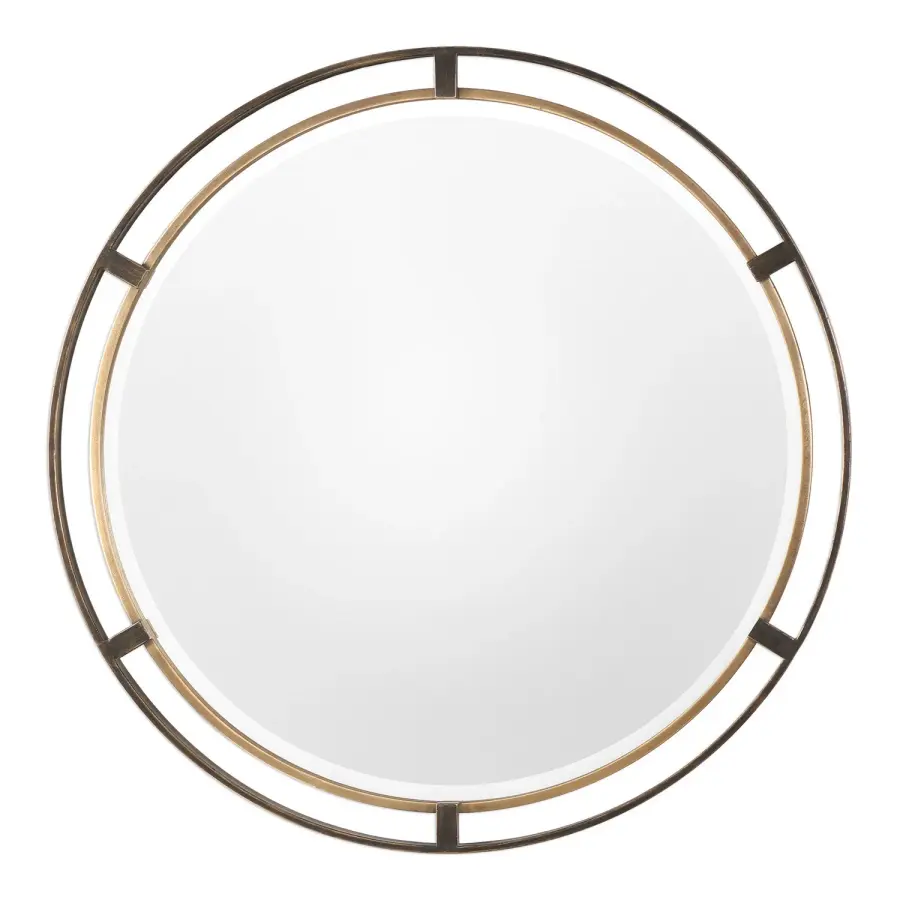Carrizo Round Mirror in Rustic Bronze
