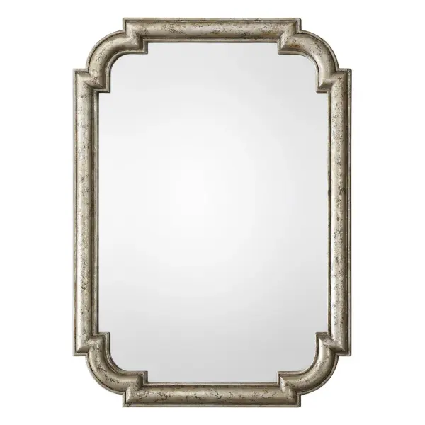 This Solid Wood Frame Features An Updated Look To A Traditional Design, Hand Finished In A Lightly Antiqued, Distressed Silver Leaf. May Be Hung Horizontal Or Vertical. Collection: Calanna Designer: David Frisch Finish: Distressed Silver Leaf Width: 32.75" Height: 45.25" Length: 2.25" Weight: 30.20 lb Extension from Wall: 2.25" Material: Mdf, Mirror Country of Origin: China Safety Rating: Indoor Only