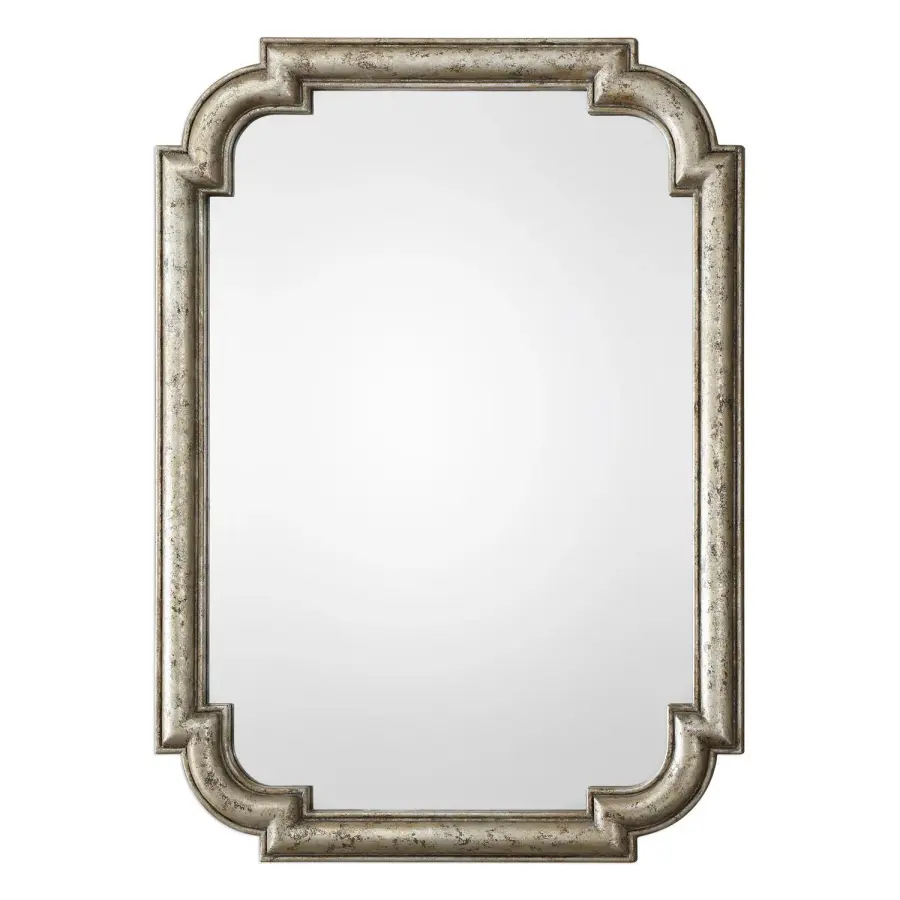 Calanna Mirror in Distressed Silver Leaf