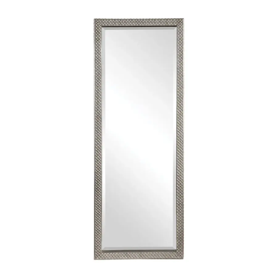 Cacelia Leaner Mirror in Antiqued Metallic Silver