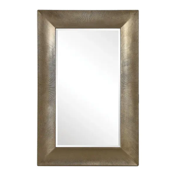 This Elegant Design Features A Gracefully Sloped Surface With A Refined, Channeled Texture, Finished In A Warm Champagne. Mirror Features A Generous 1 1/4" Bevel And May Be Hung Horizontal Or Vertical. Collection: Valenton Designer: Carolyn Kinder Finish: Champagne Width: 39.00" Height: 60.00" Length: 1.50" Weight: 40.00 lb Extension from Wall: 1.50" Material: Mirror, Pu, Mdf Country of Origin: Malaysia Safety Rating: Indoor Only