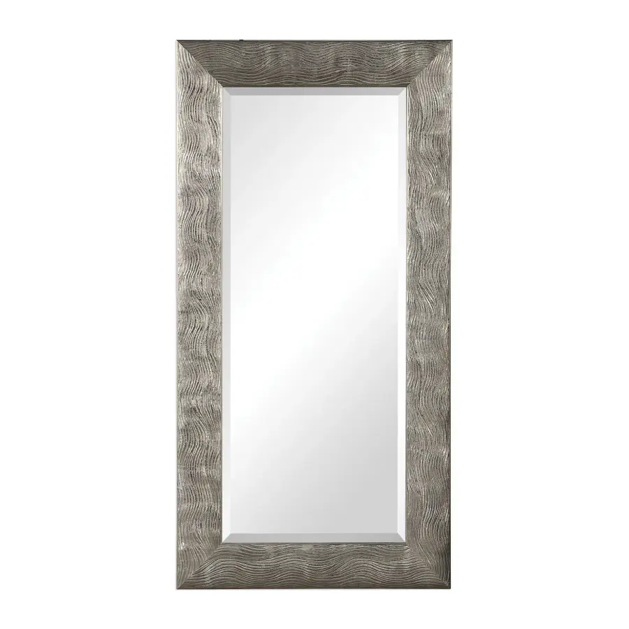 Maeona Wavy Beveled Mirror in Metallic Silver
