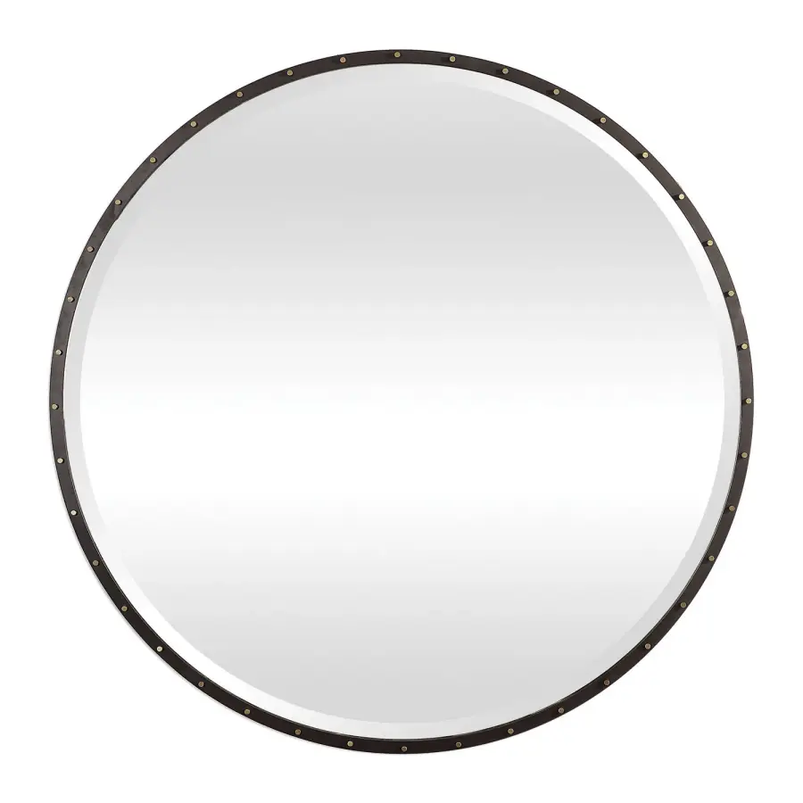 Benedo Round Mirror in Rustic Black