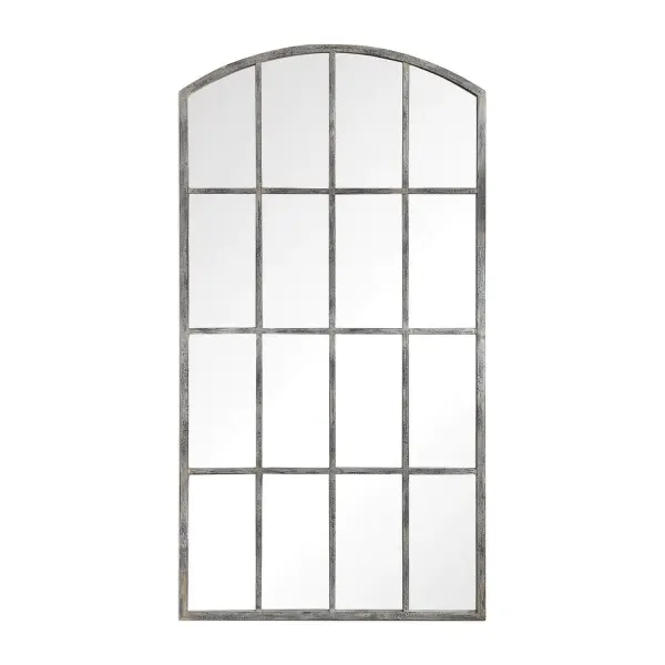 Contemporary And French Country Styles Merge In This Arched Mirror. Reminiscent Of A Large Window, This Piece Features A Hand Forged Iron Construction With An Aged Rust Gray Finish That Has Been Distressed And Covered In An Off-white Wash. Collection: Amiel Finish: Aged Rust Gray Width: 42.25" Height: 82.00" Length: 1.50" Weight: 100.00 lb Extension from Wall: 1.50" Material: Metal, Glass, Mdf Country of Origin: China Safety Rating: Indoor Only