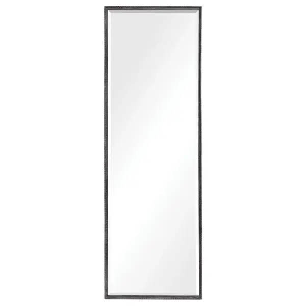This Simple Vanity Mirror Features An Iron Construction With Detailed Edges. The Slight Profile Frame Is Finished In A Distressed Rustic Black With Aged Champagne Highlights. May Be Hung Horizontal Or Vertical. Collection: Callan Designer: Grace Feyock Finish: Rustic Bronze Width: 24.75" Height: 72.88" Length: 2.00" Weight: 47.00 lb Extension from Wall: 2.00" Material: Iron, Mdf, Mirror Country of Origin: China Safety Rating: Indoor Only
