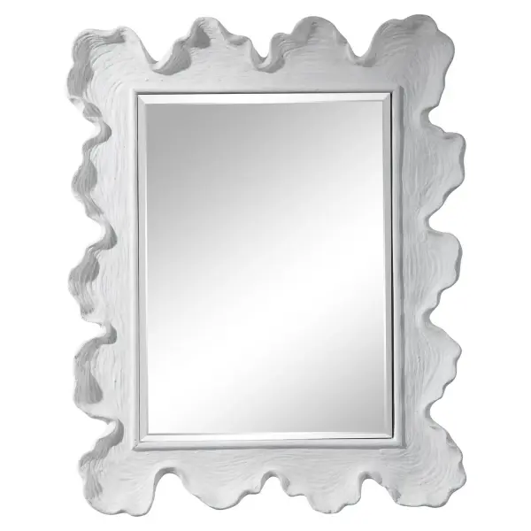 Reminiscent Of White Coral, This Mirror Showcases A Contemporary Coastal Design. The Organic Shaped Frame Is Finished In Matte White With Noticeable Waves And Texture. Mirror Has A Generous 1" Bevel. May Be Hung Horizontal Or Vertical. Collection: Sea Designer: Grace Feyock Finish: Coral Width: 27.13" Height: 34.25" Length: 2.50" Weight: 26.00 lb Extension from Wall: 2.50" Material: Magnesium Oxide, Glass, Mdf, Iron Country of Origin: China Safety Rating: Indoor Only