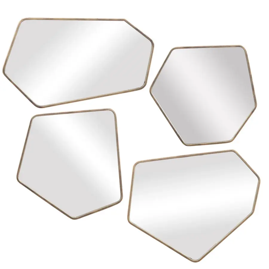 Linneah Organic Mirror, Set of 4 in Aged Gold