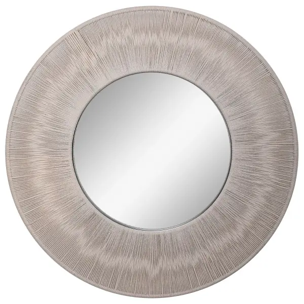With Combined Natural Texture And Materials, This Round Mirror Pays Homage To Its Coastal Inspiration. Neutral Beige Rope Is Stretched Over A Solid Iron Frame To Create A Casual And Versatile Design. Collection: Sailor's Knot Designer: Grace Feyock Finish: Beige Width: 51.25" Height: 51.25" Length: 2.50" Weight: 26.00 lb Extension from Wall: 2.50" Material: Mirror, Iron, Rope, Mdf Country of Origin: China Safety Rating: Indoor Only
