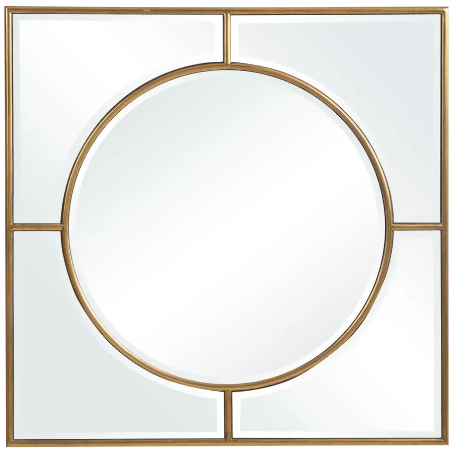 Stanford Square Mirror in Brushed Gold