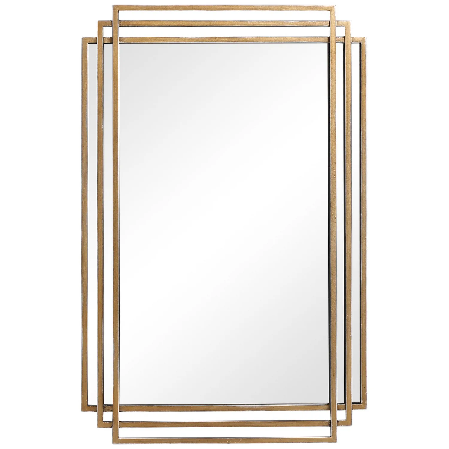 Amherst Mirror in Brushed Gold With Silver Highlights