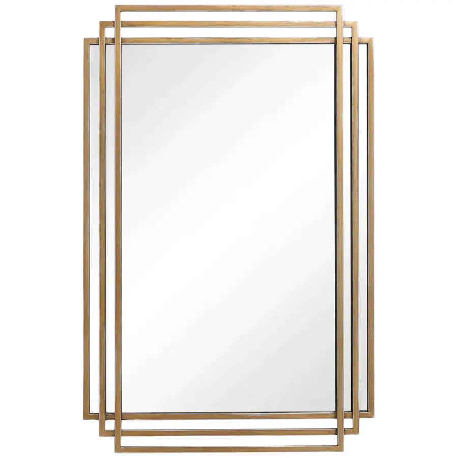 Amherst Mirror in Brushed Gold With Silver Highlights