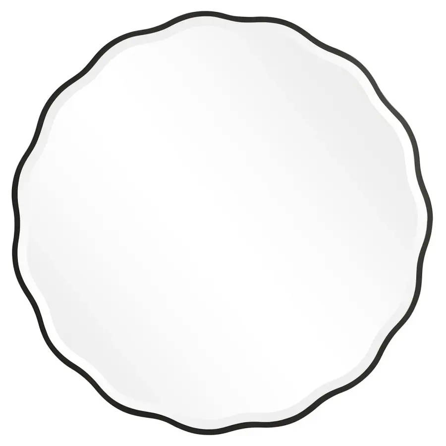 Aneta Scalloped Wood Mirror in Satin Black