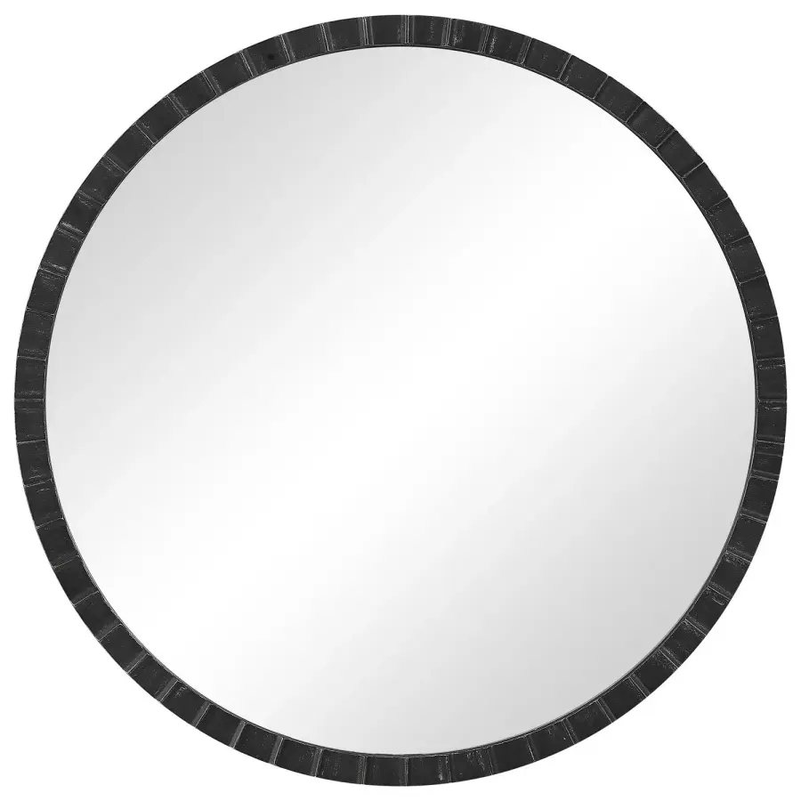 Dandridge Round Mirror in Matte Black