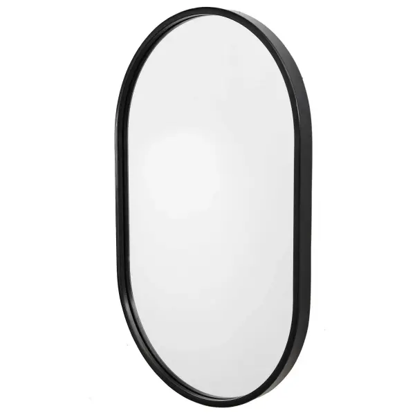 This Iron Oval Features A Sleek Satin Black Finish And Linear Details. May Be Hung Horizontal Or Vertical. Collection: Varina Finish: Satin Black Width: 20.00" Height: 32.00" Length: 1.50" Weight: 11.00 lb Extension from Wall: 1.50" Material: METAL Country of Origin: Malaysia Safety Rating: Indoor Only
