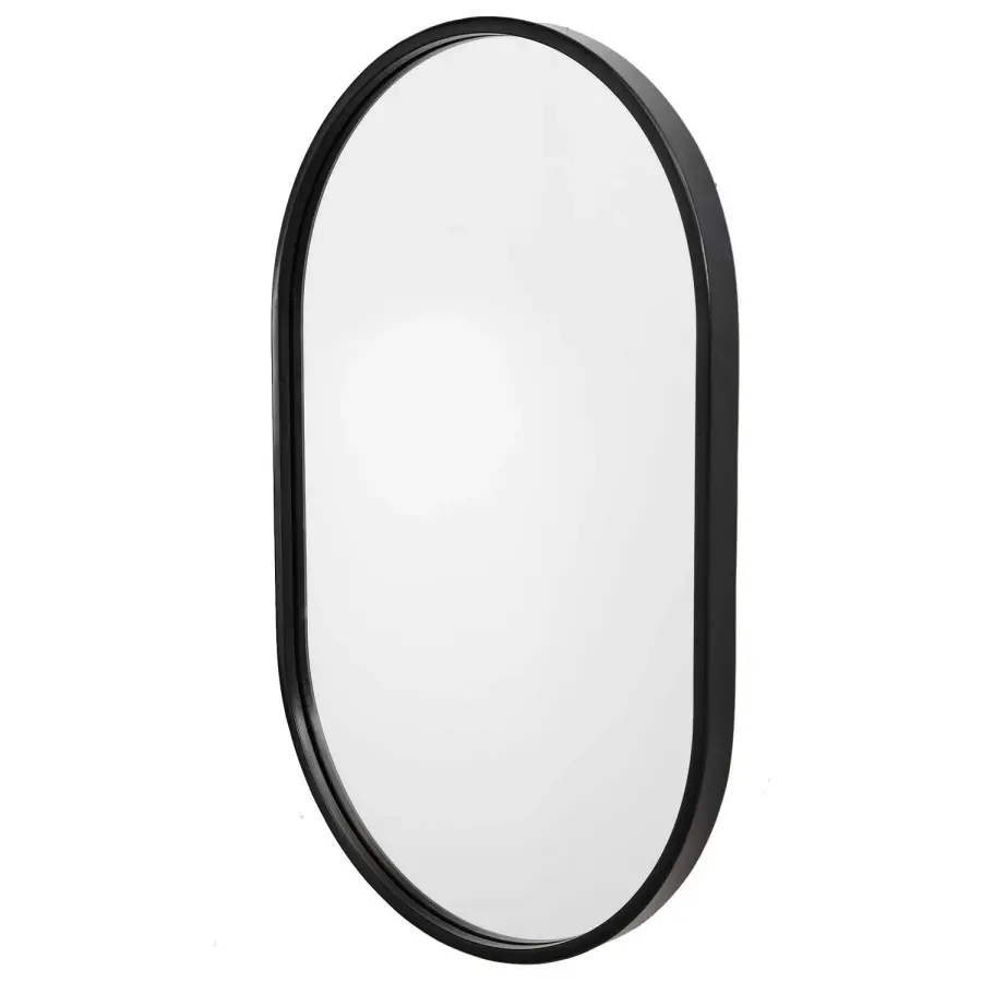 Varina Oval Mirror in Satin Black