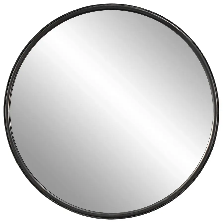 Dawsyn Round Mirror in Aged Black