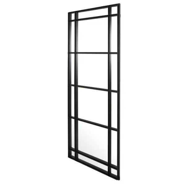 This Mirror Features A Heavy Iron Frame With Deep Channels Inspired By Old Warehouse Windows, Finished In Satin Black. May Be Hung Horizontal Or Vertical. Collection: Atticus Finish: Satin Black Width: 29.00" Height: 79.00" Length: 2.00" Weight: 61.00 lb Extension from Wall: 2.00" Material: Iron, Mdf, Glass Country of Origin: China Safety Rating: Indoor Only