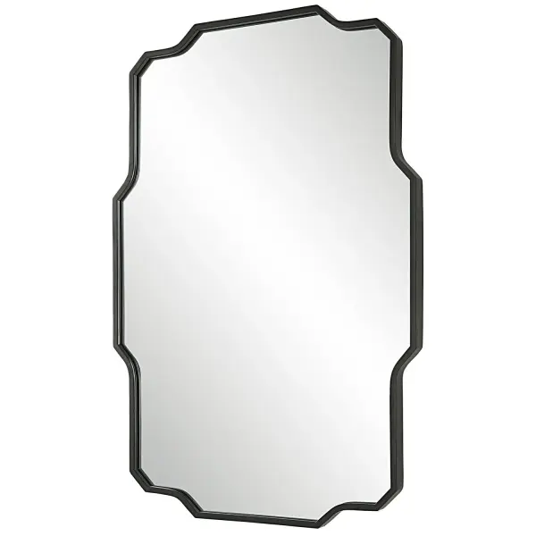 Inspired By Traditional Silhouettes, This Mirror Features An Iron Frame With Linear Details Married With Graceful Curves, Finished In A Contemporary Matte Black. May Be Hung Horizontal Or Vertical. Collection: Casmus Designer: Grace Feyock Finish: Matte Black Width: 23.50" Height: 35.75" Length: 1.13" Weight: 15.00 lb Extension from Wall: 1.13" Material: Iron, Glass, Mdf Country of Origin: China Safety Rating: Indoor Only