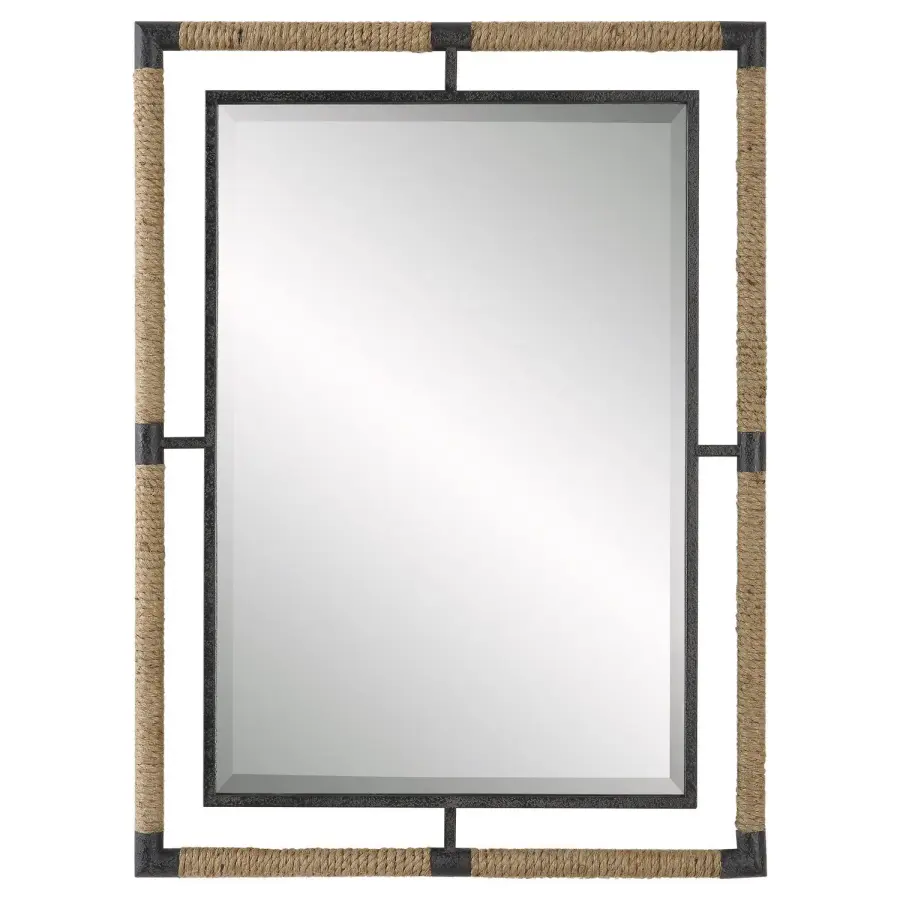 Melville Mirror in Textured Rust Black