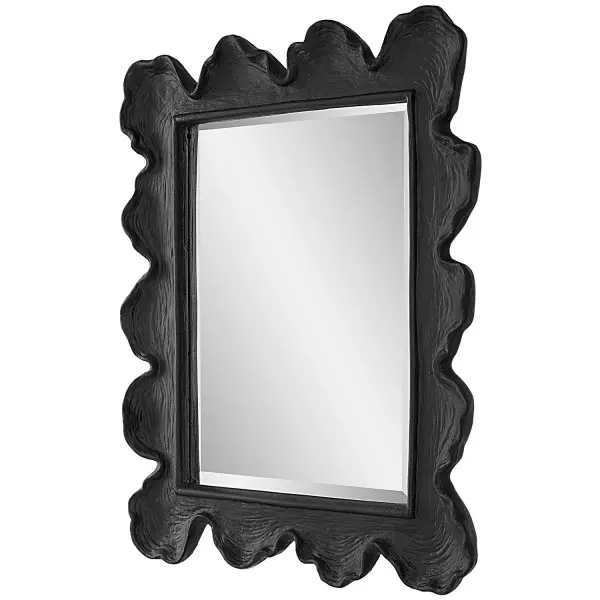 Reminiscent Of Natural Black Coral, This Mirror Showcases A Contemporary Coastal Design. The Organic Shaped Frame Is Finished In Black With Noticeable Waves And Texture. Mirror Has A Generous 1" Bevel. May Be Hung Horizontal Or Vertical. Collection: Sea Coral Designer: Grace Feyock Finish: Black Width: 27.13" Height: 34.25" Length: 2.50" Weight: 26.00 lb Extension from Wall: 2.50" Material: Magnesium Oxide, Glass, Mdf, Iron Country of Origin: China Safety Rating: Indoor Only