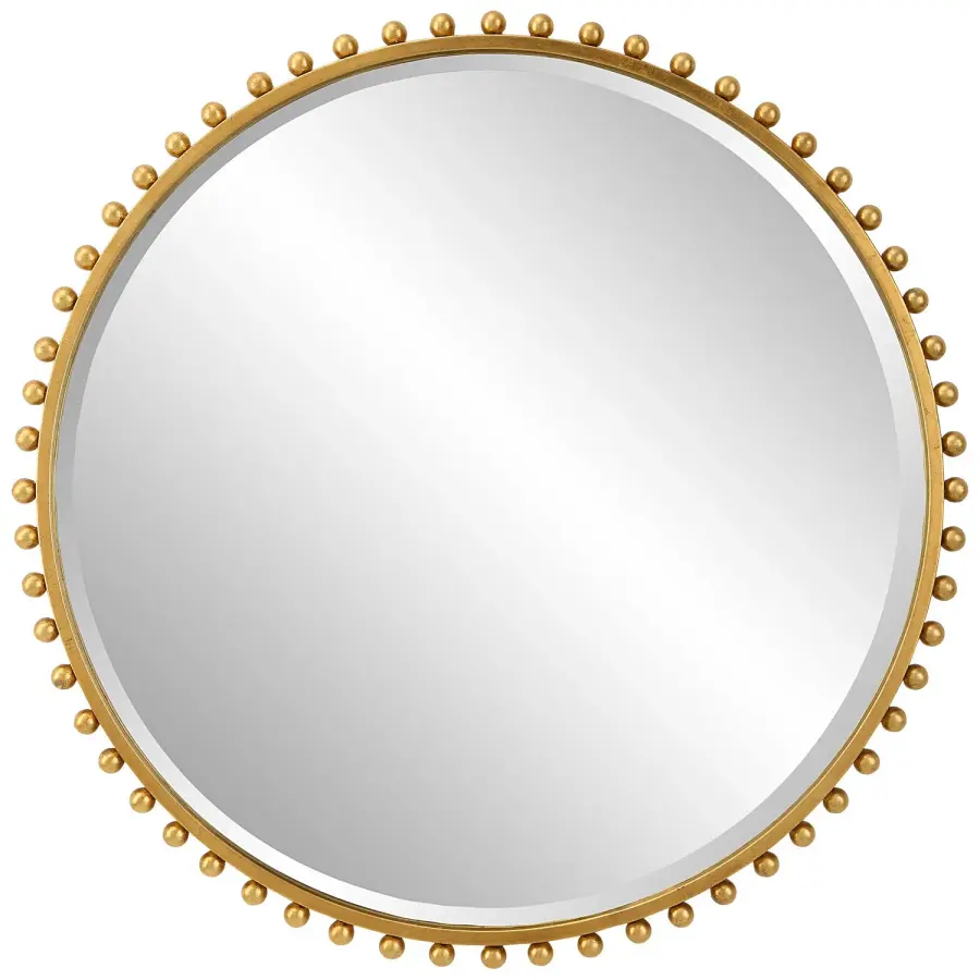Taza Round Mirror in Gold Leaf