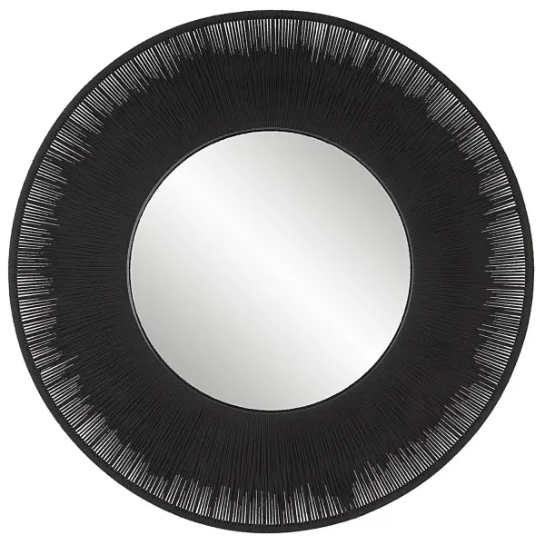 With Combined Natural Texture And Materials, This Round Mirror Pays Homage To Its Coastal Inspiration. Dyed Black Rope Is Stretched Over A Solid Iron Frame To Create A Casual And Versatile Design. Collection: Sailor's Knot Designer: Grace Feyock Finish: Black Width: 51.25" Height: 51.25" Length: 2.50" Weight: 33.00 lb Extension from Wall: 2.50" Material: Mirror, Iron, Rope, Mdf Country of Origin: China Safety Rating: Indoor Only