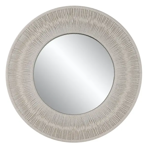 With Combined Natural Texture And Materials, This Round Mirror Pays Homage To Its Coastal Inspiration. Crisp White Rope Is Stretched Over A Solid Iron Frame To Create A Casual And Versatile Design. Collection: Sailor's Knot Designer: Grace Feyock Finish: White Width: 33.00" Height: 33.00" Length: 2.38" Weight: 14.00 lb Extension from Wall: 2.38" Material: Mirror, Iron, Rope, Mdf Country of Origin: China Safety Rating: Indoor Only