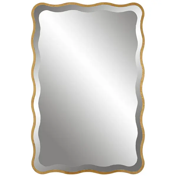 Showcasing A Feminine Scalloped Edge, This Shaped Wood Mirror Adds Whimsical Flair To Any Design. The Mirror Is Finished In An Antiqued Gold Leaf, And Has A 1" Bevel. Collection: Aneta Designer: Jim Parsons Finish: Aged Gold Width: 24.00" Height: 36.00" Length: 0.50" Weight: 22.00 lb Extension from Wall: 0.50" Material: Mdf, Mirror Country of Origin: Malaysia Safety Rating: Indoor Only