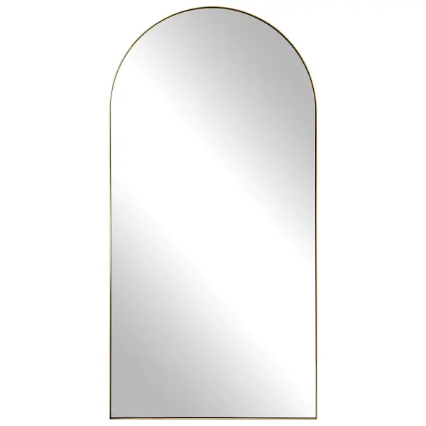 This Oversized Arch Features A Sleek Stainless Steel Frame Finished In A Rich Antique Brass Surrounding A Floating, Polished Edged Mirror. Collection: Crosley Finish: Antique Brass Width: 36.00" Height: 72.00" Length: 1.13" Weight: 33.00 lb Extension from Wall: 1.13" Material: Stainless Steel, Mdf, Glass Country of Origin: Vietnam Safety Rating: Indoor Only
