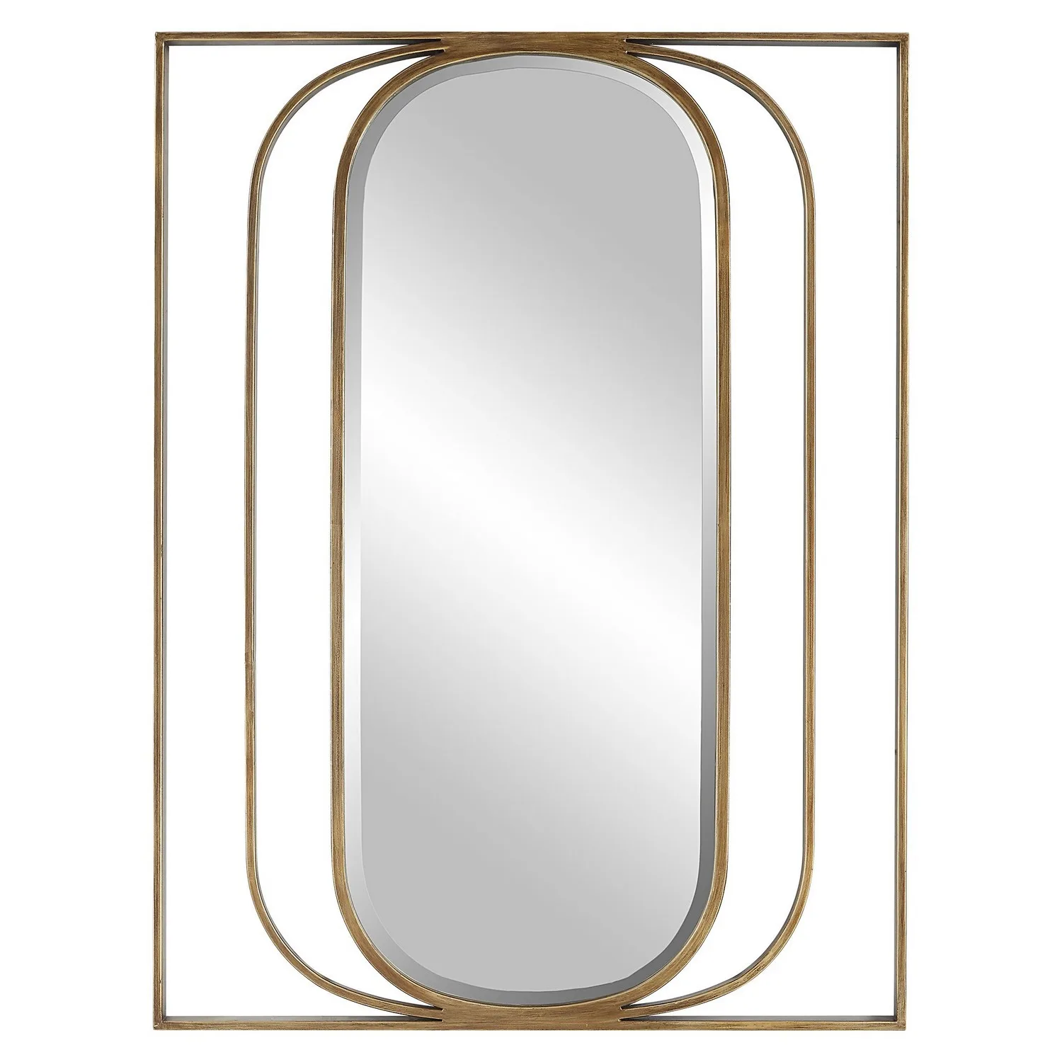 Replicate Oval Mirror in Antiqued Gold