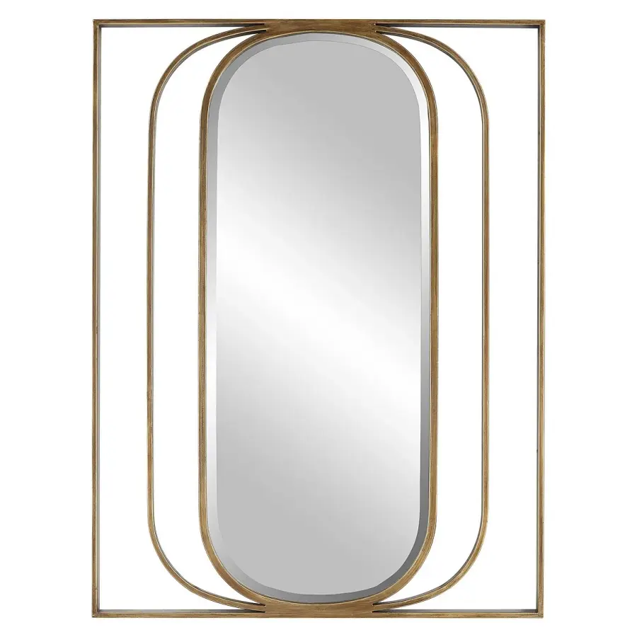 Replicate Oval Mirror in Antiqued Gold