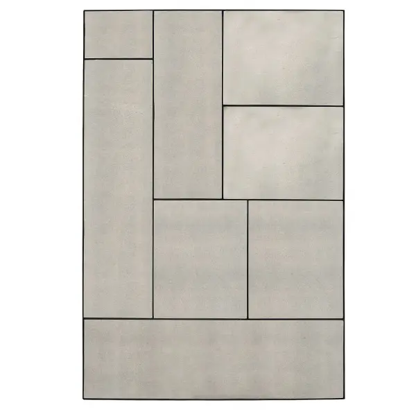 This Oversized Piece Showcases A Geometric, Multi-panel Design Featuring Antique Style Mirrors Accented By A Slim Black Iron Frame. May Be Hung Horizontal Or Vertical. Collection: Puzzle Piece Designer: Grace Feyock Finish: Black Iron Width: 40.00" Height: 60.00" Length: 1.00" Weight: 67.00 lb Extension from Wall: 1.00" Material: Mirror, Iron, Mdf Country of Origin: Vietnam Safety Rating: Indoor Only