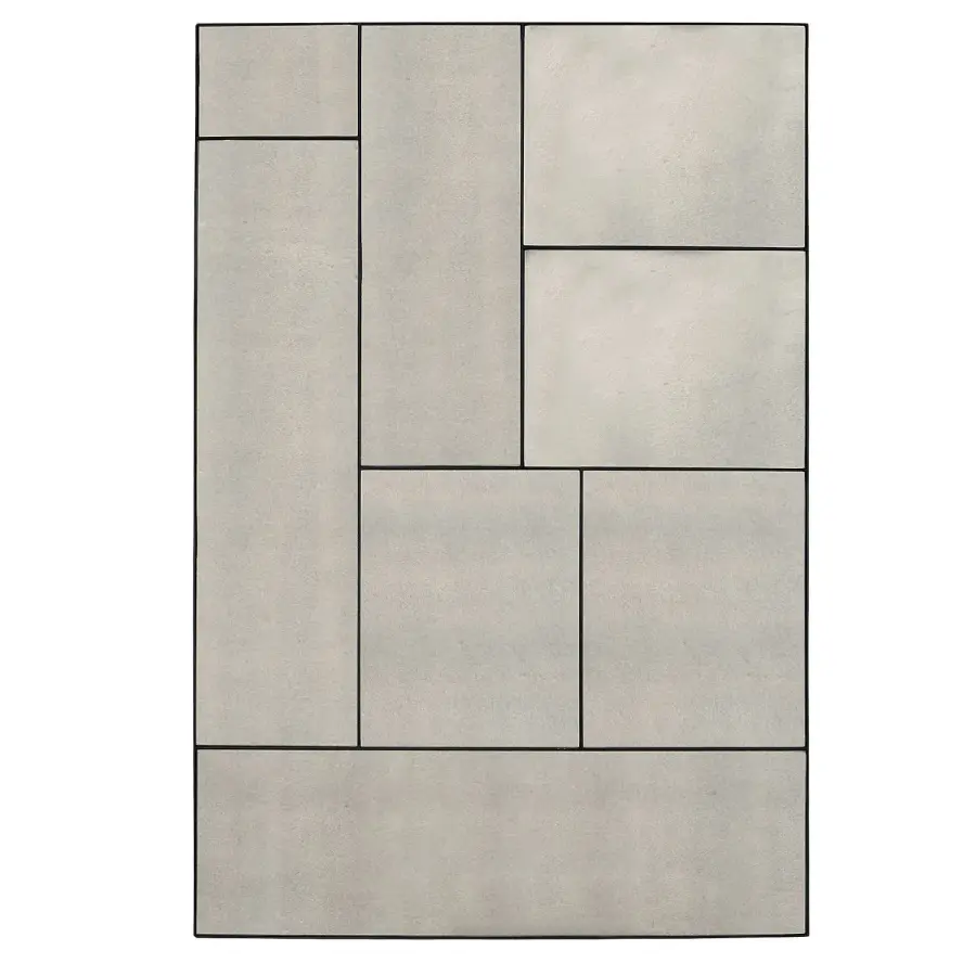 Puzzle Piece Oversized Geometric Mirror in Black Iron