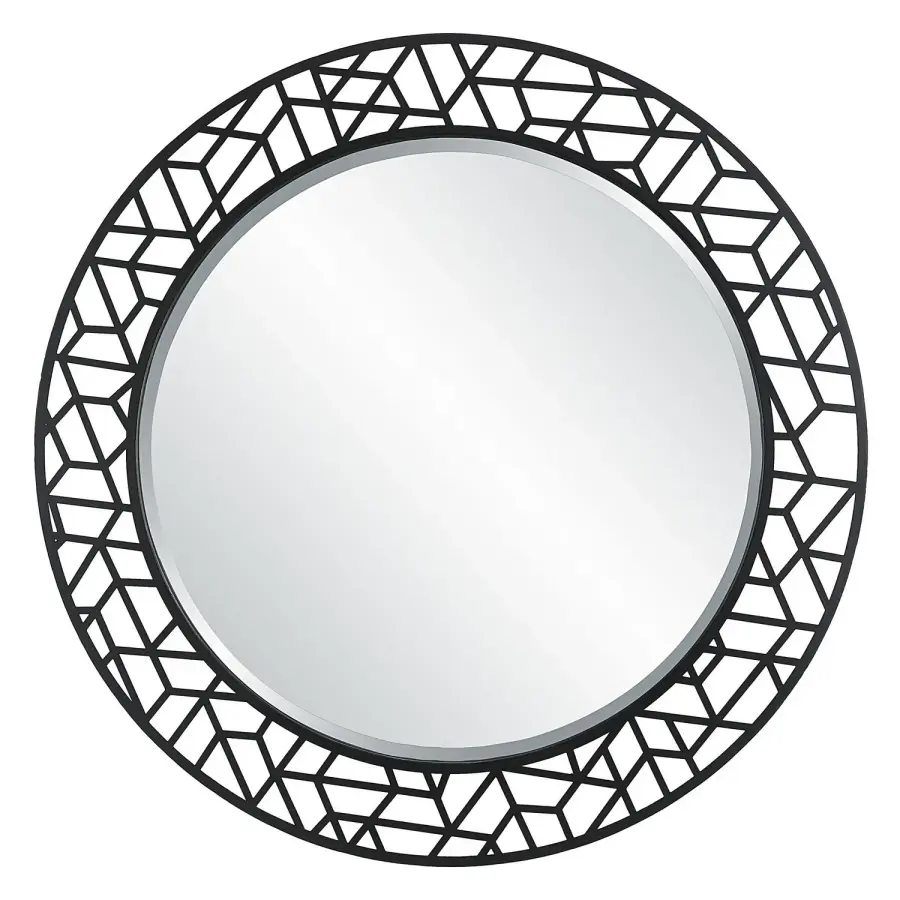 Uttermost Mosaic Round Mirror in Satin Black
