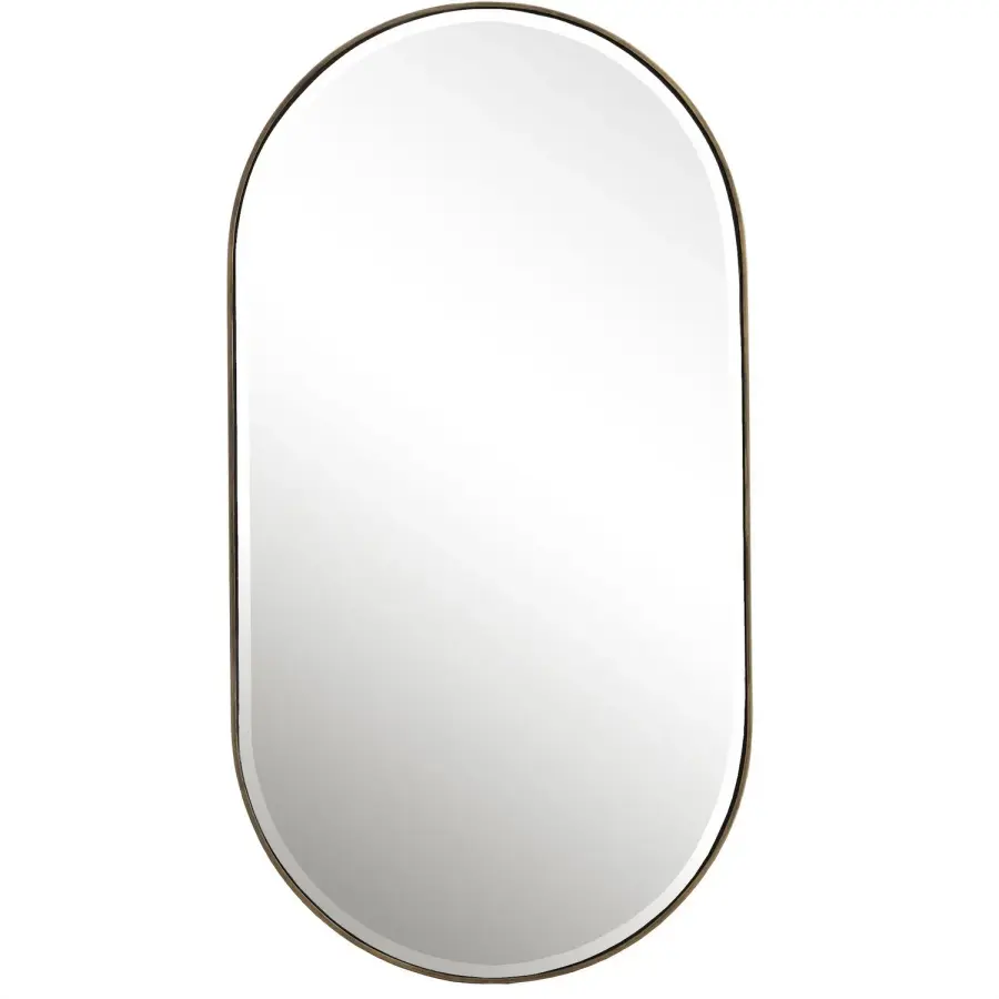 Lago Oval Mirror in Antiqued Golden Bronze