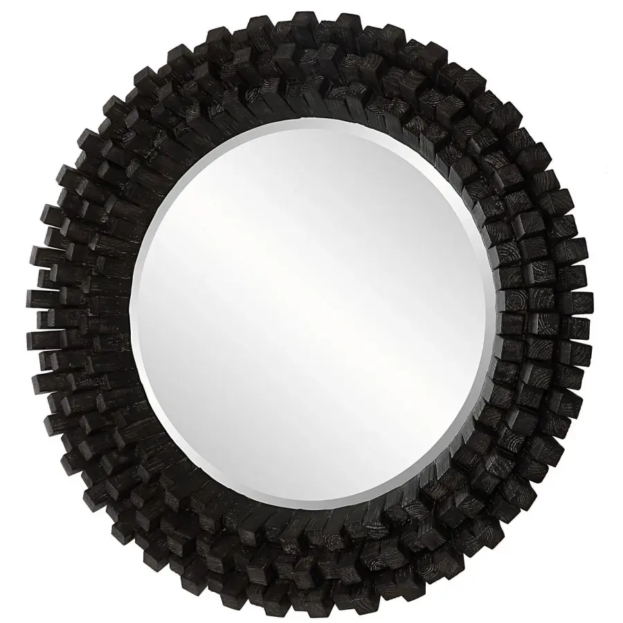 Circle Of Piers Round Wood Mirror in Ebony Stain