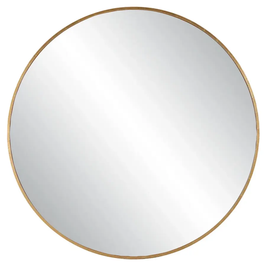 Junius Large Round-Cornered Mirror in Antiqued Gold Leaf