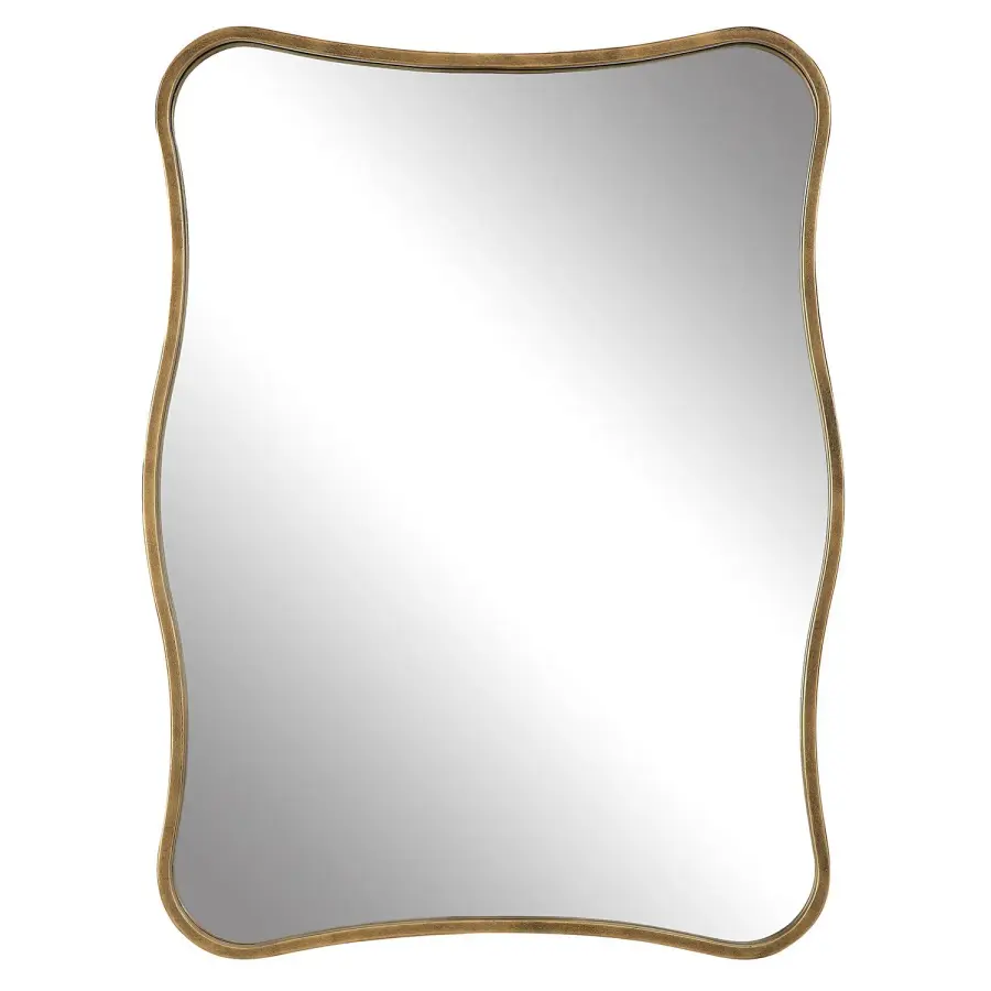 Pavia Curved Vanity Mirror in Antiqued Gold
