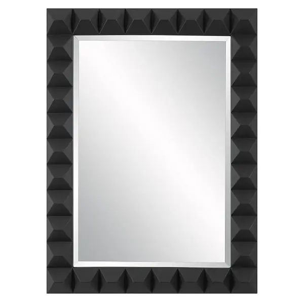 The Studded Mirror Has An Updated Appeal To A Timeless Design Featuring A 3-dimentional Pattern Made From Iron And Finished In A Sleek Matte Black. Mirror Has A Generous 1 1/4" Bevel. May Be Hung Horizontal Or Vertical. Collection: Studded Designer: Grace Feyock Finish: Matte Black Width: 31.75" Height: 43.25" Length: 2.00" Weight: 29.00 lb Extension from Wall: 2.00" Material: Iron, Mirror, Mdf Country of Origin: China Safety Rating: Indoor Only