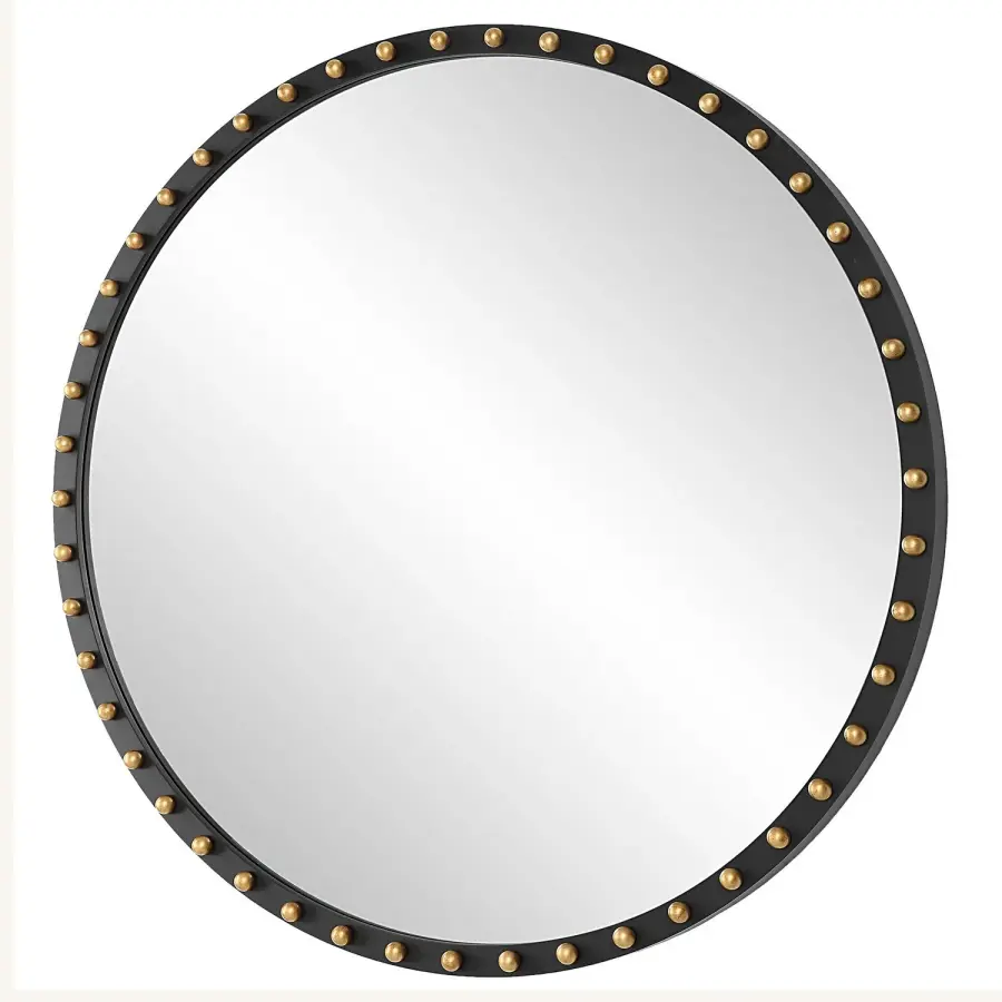 Sele Oversized Round Mirror in Matte Black