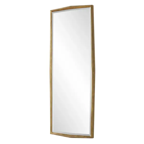 The On Point Tall Mirror Features A Faceted Profile Crafted In A Solid Wood Frame. Each Of The Four Sides Gracefully Bows Out, Enhancing The Heavily Antiqued Gold Leaf Finish. The Petite 3/4" Bevel Elegantly Follows The Frame's Contours, Elevating Its Appeal And Adding A Touch Of Sophistication To Any Space. May Be Hung Horizontal Or Vertical. Collection: On Point Designer: John Kowalski Finish: Antiqued Gold Leaf Width: 30.00" Height: 76.00" Length: 3.00" Weight: 86.60 lb Extension from Wall: 3.00" Material: Mirror, Mdf Country of Origin: Vietnam Safety Rating: Indoor Only