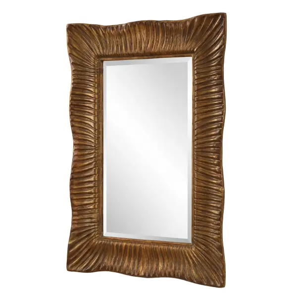 Embrace Timeless Elegance With Our Emerson Mirror, Boasting A Traditional Silhouette Enhanced By A Scalloped Profile Adorned With Hand Carved Details, Finished In A Heavily Antiqued Gold Leaf. Mirror Has A Generous 1" Bevel. May Be Hung Horizontal Or Vertical. Collection: Emerson Designer: John Kowalski Finish: Antiqued Gold Leaf Width: 36.25" Height: 51.00" Length: 2.50" Weight: 43.00 lb Extension from Wall: 2.50" Material: Resin, Mirror, Mdf, Iron Country of Origin: China Safety Rating: Indoor Only