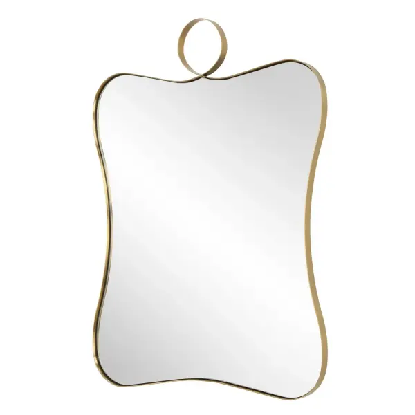 This Vanity Mirror Features A Sophisticated Stainless Steel Frame In A Plated Antique Brass Finish. The Elegantly Curved Silhouette Brings A Modern Twist To A Traditional Shape, Blending Timeless Charm With Contemporary Appeal. Collection: Talia Designer: Jim Parsons Finish: Antique Brass Width: 24.00" Height: 33.00" Length: 1.00" Weight: 18.80 lb Extension from Wall: 1.00" Material: Stainless Steel, Mirror, Mdf Country of Origin: China Safety Rating: Indoor Only